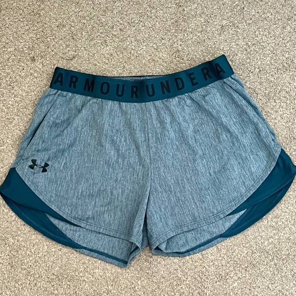 Under Armour UA Women's Green/Gray Play Up 3.0 Twist Shorts Size Small w/Pockets - Picture 1 of 4